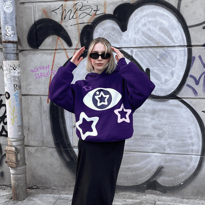 fioletowa bluza boxy pure vision outfit inspiration